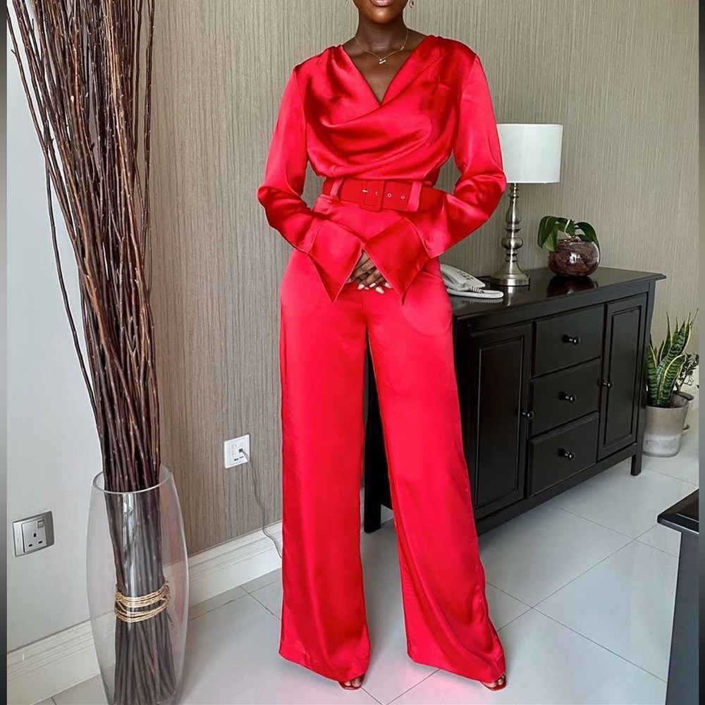 Elegant Red Hanifa Kris Jumpsuit